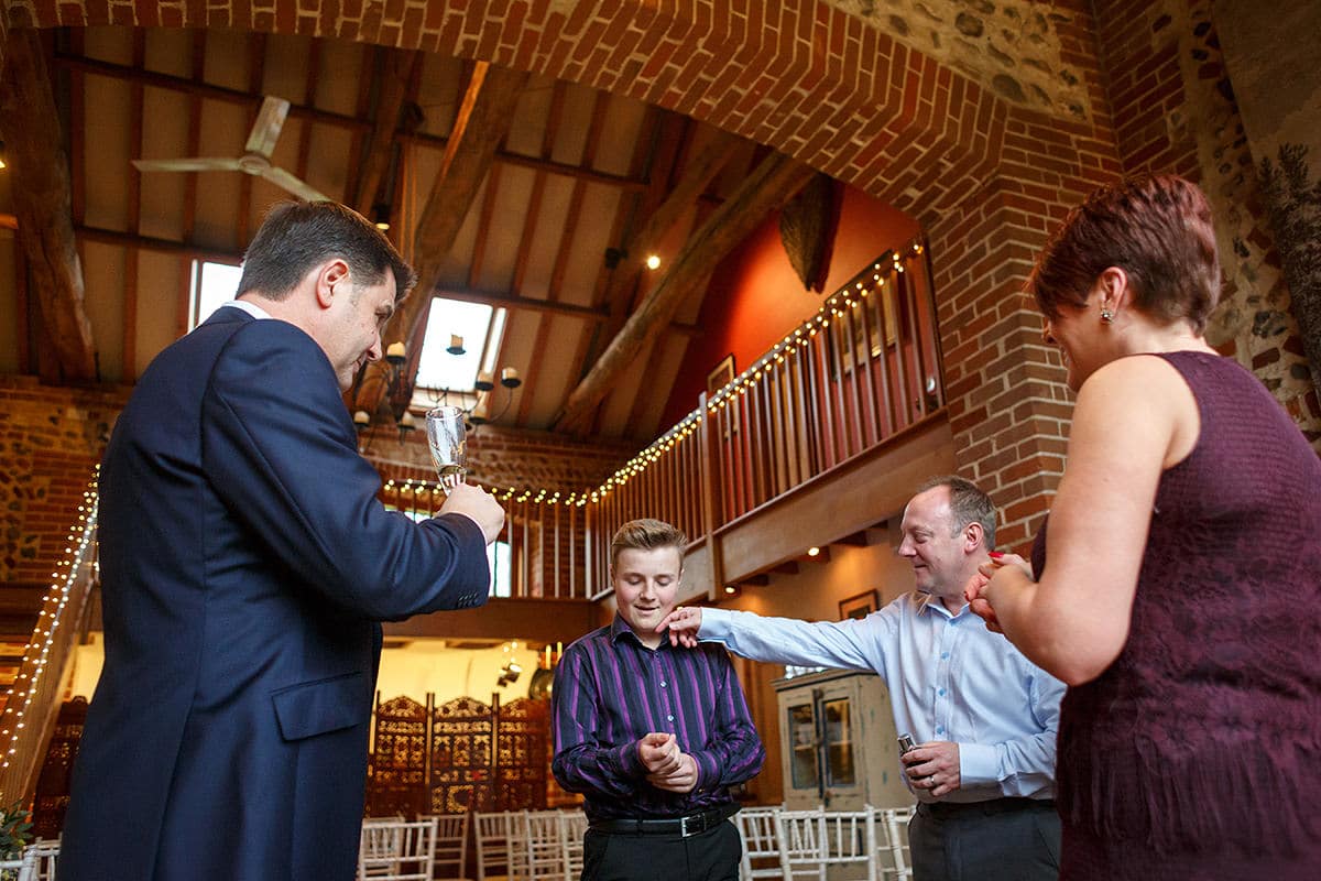 the wedding party practices before the ceremony