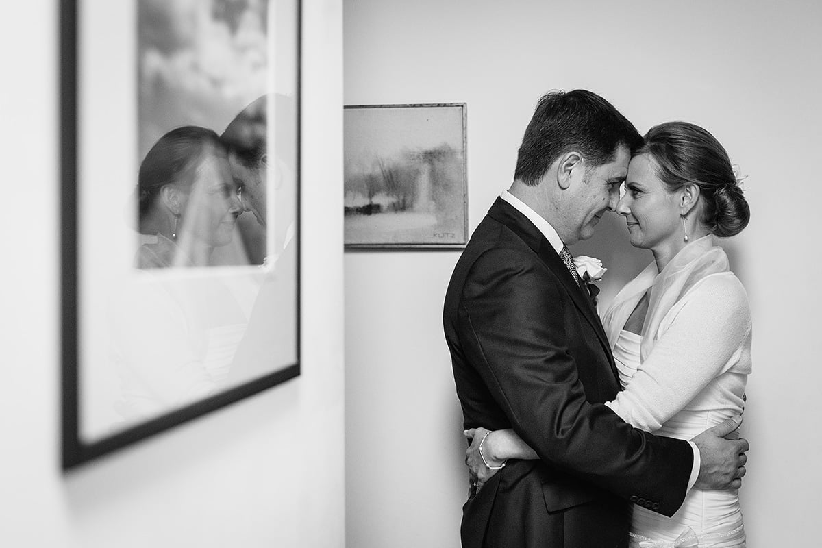 the bride and groom spend a few moments together before the ceremony