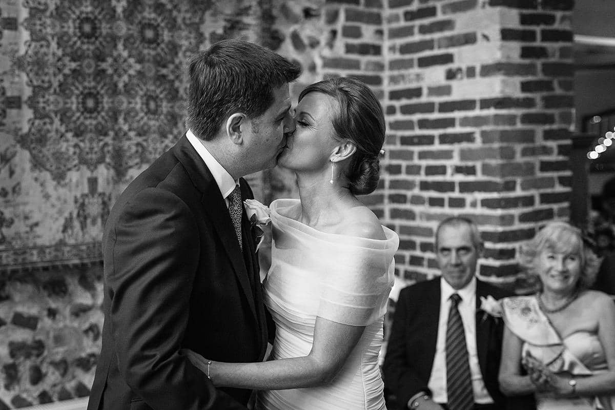 bride and groom kiss at the end of their ceremony