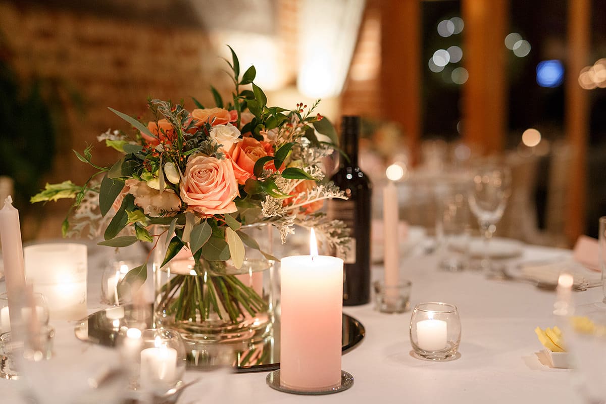 table decorations for the wedding breakfast