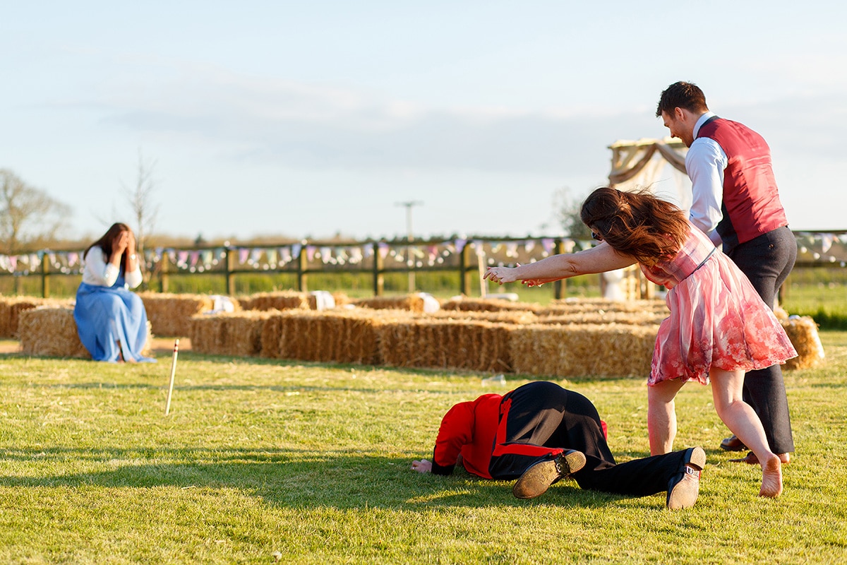 the groom falls playing rounders