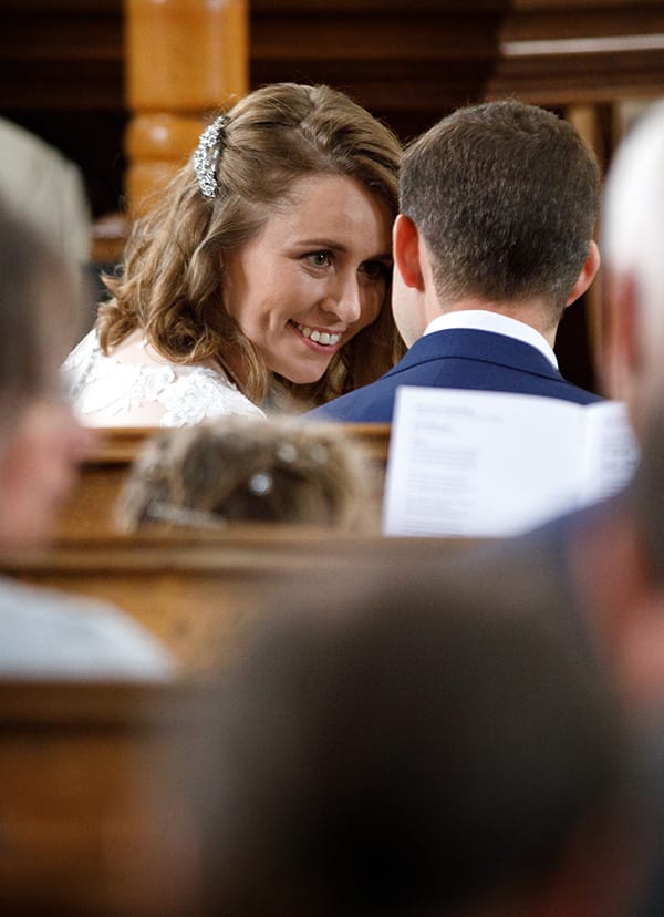 bride looking at groom