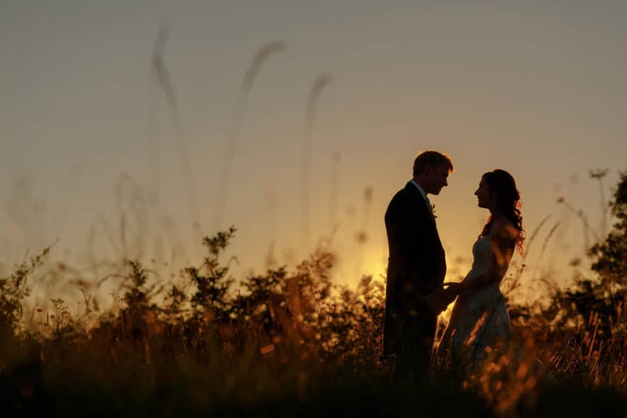 a sunset photos at anna and toms suffolk wedding