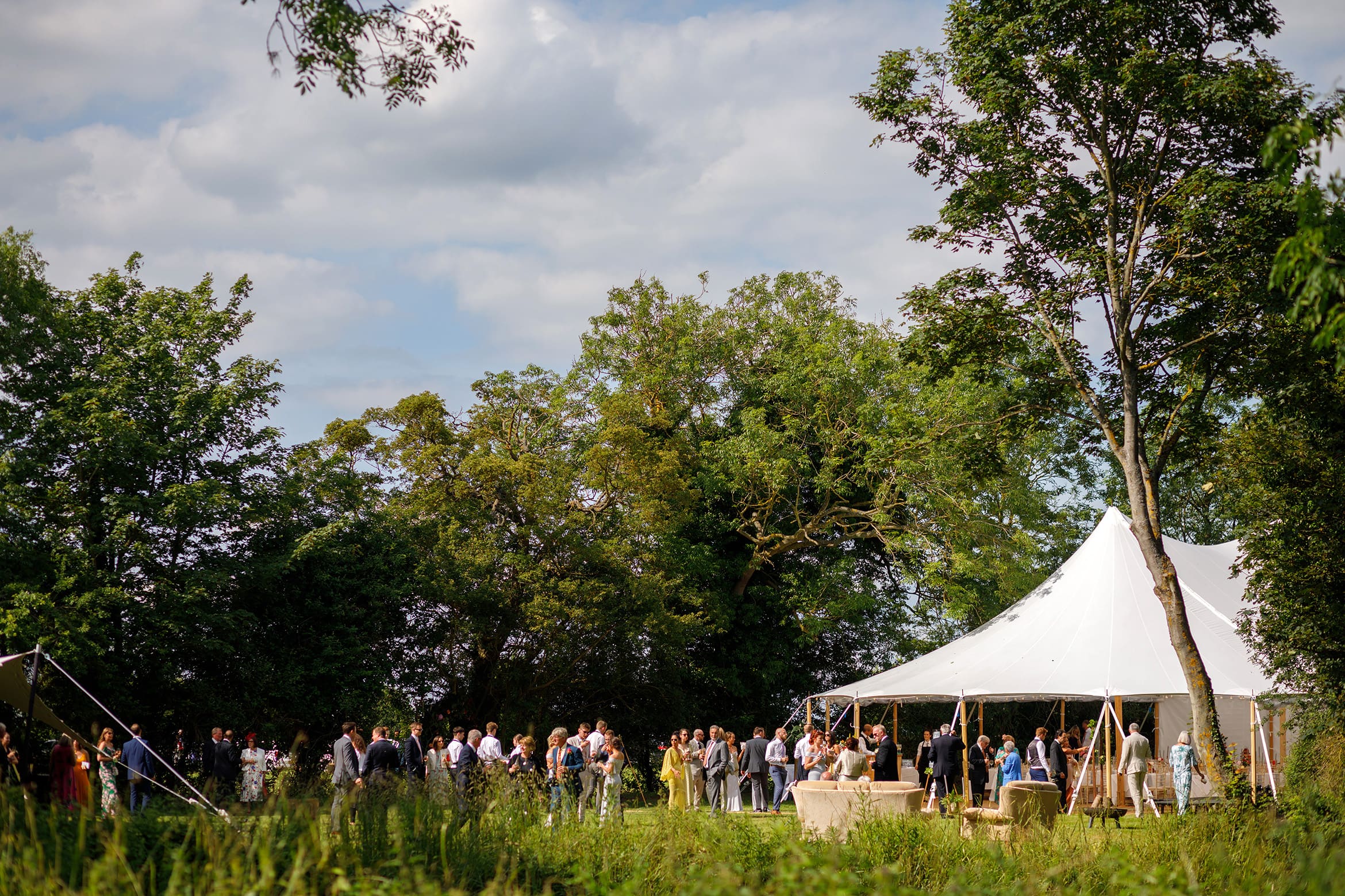 the reception at a summer solstice wedding