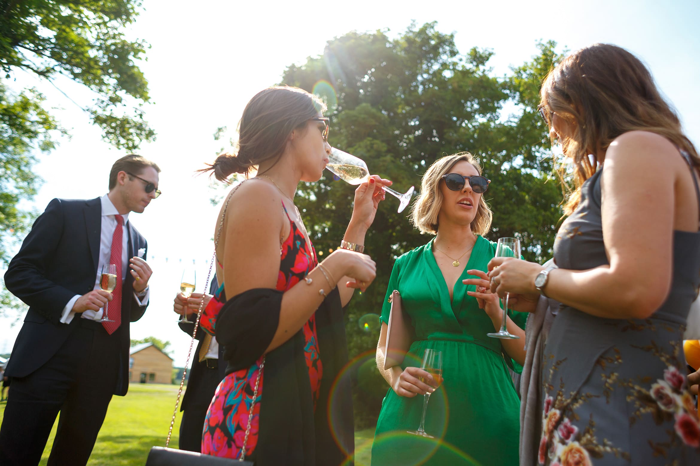 wedding guests enjoying the drinks receptions