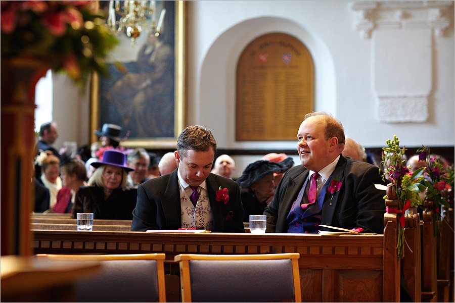 groom waiting in church