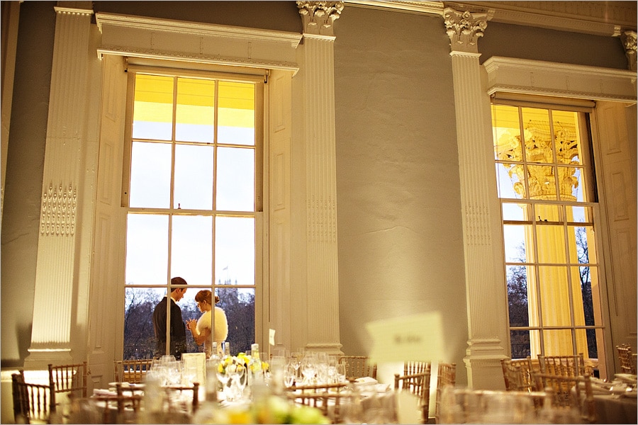 bride and groom on the balcony