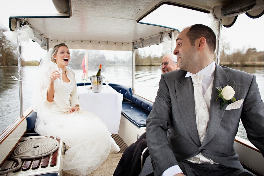 A quick trip on a boat for the bride and groom