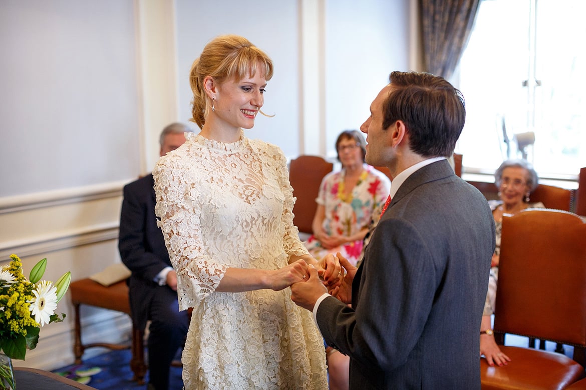 bride and groom at the end of the marriage ceremony