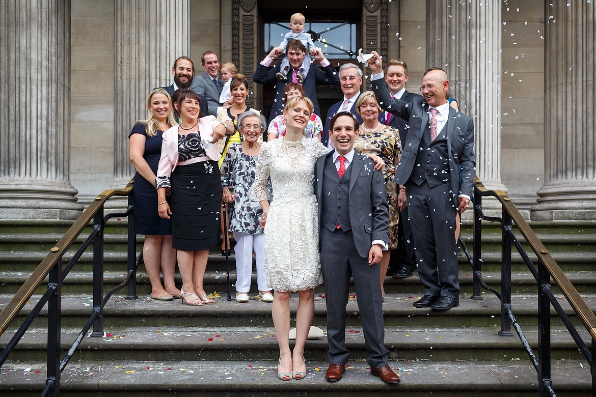 a group photo on the steps of marylebone town hall