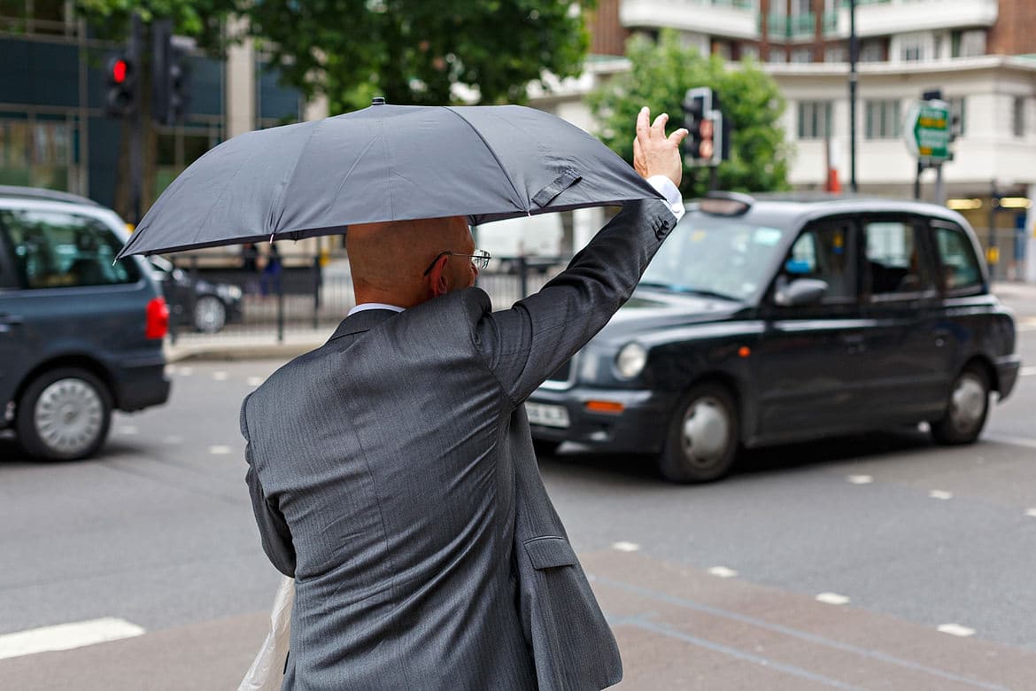 the brides father hails a taxi