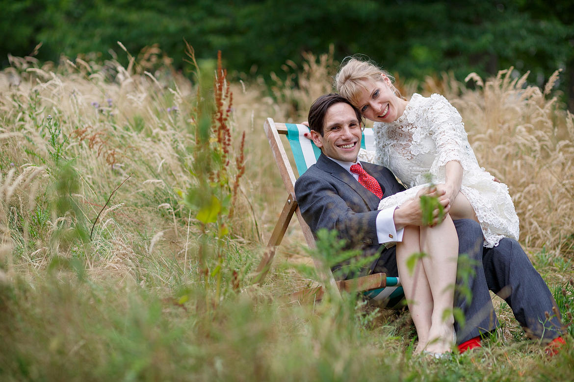 relaxed couple portrait in a deckchair