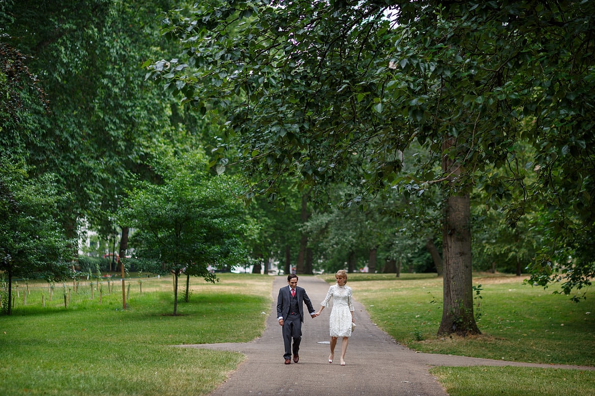 rowena and david walk through green park