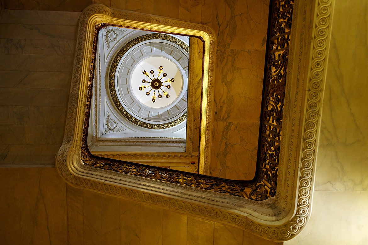 the view up the staircase