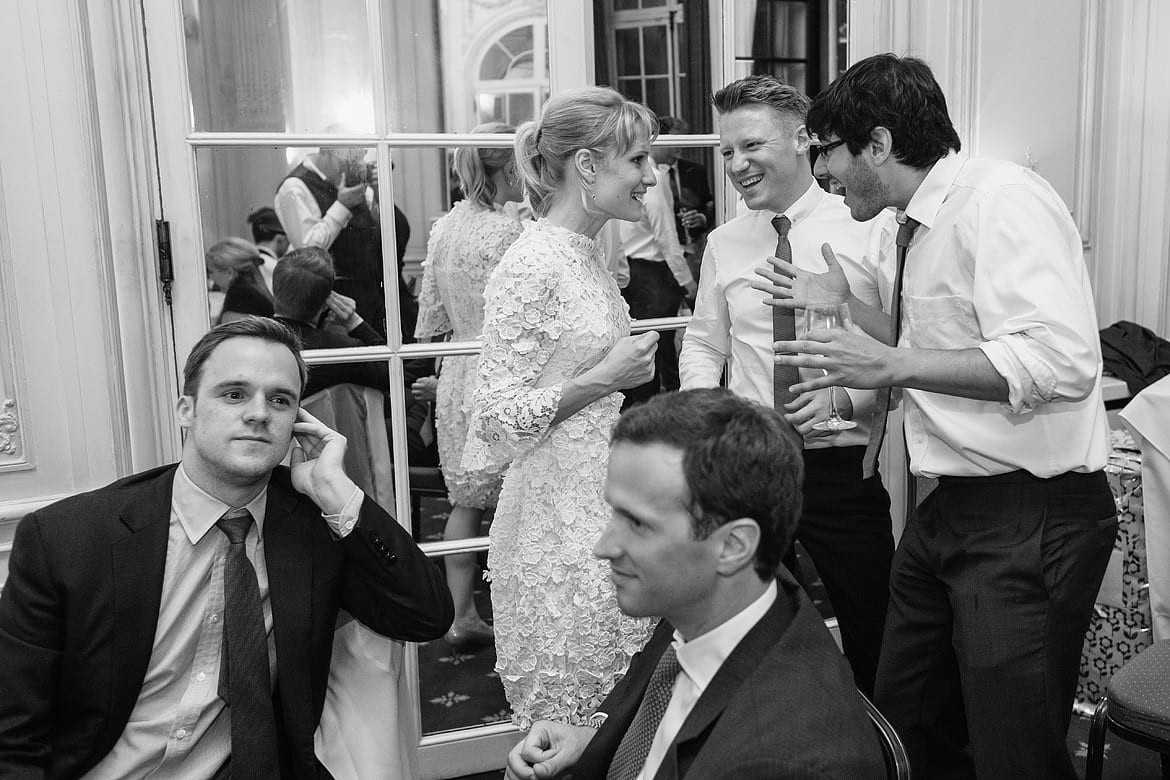 the bride chats with evening guests