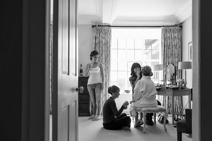 the bride is attended by her bridesmaids