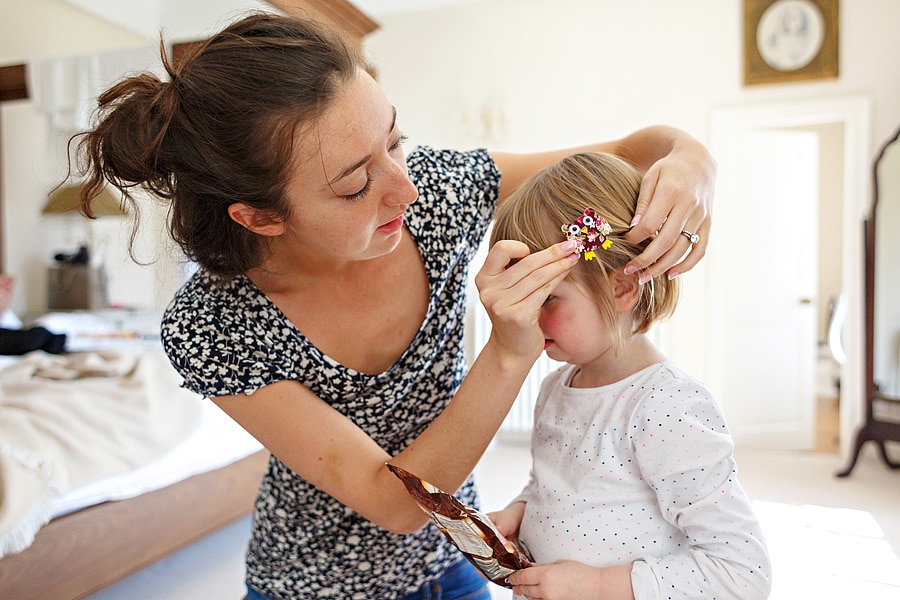 fixing the flowergirls hair