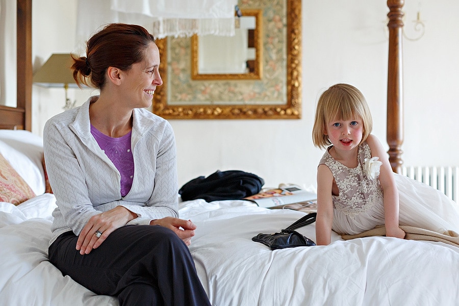 a flowergirl and her mum