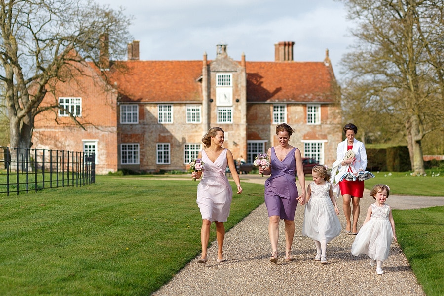 the girls walk down from the hall