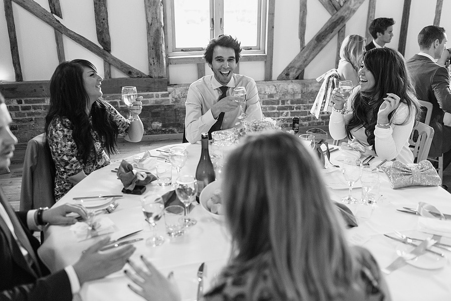 guests chat before the wedding breakfast