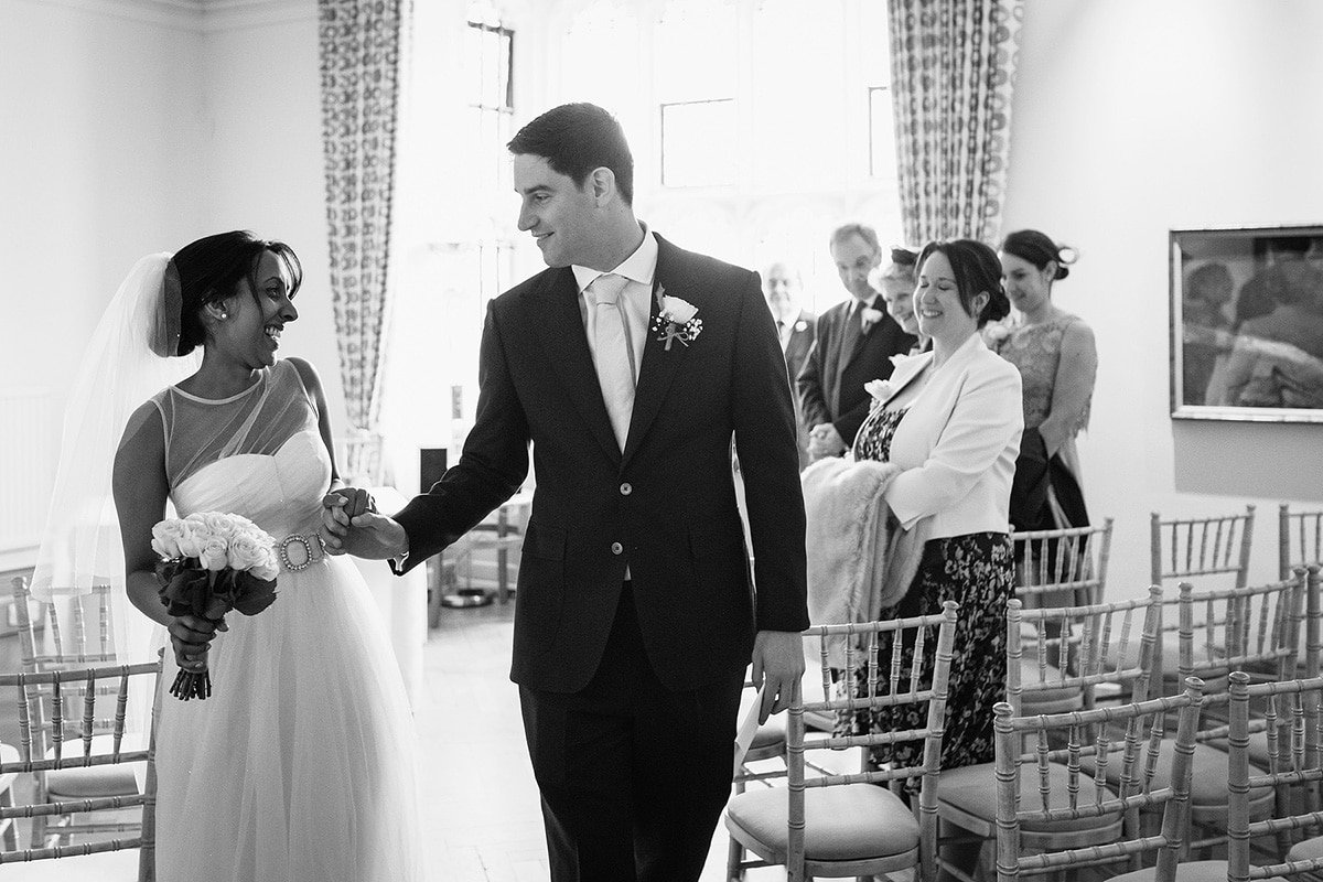 sam and rob walk down the aisle hand in hand