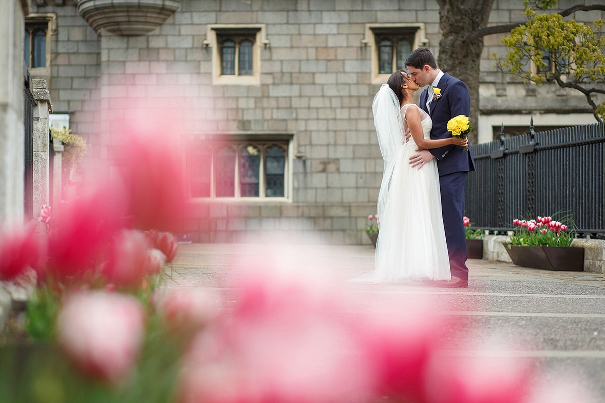 a couple portrait in the grounds of the castle