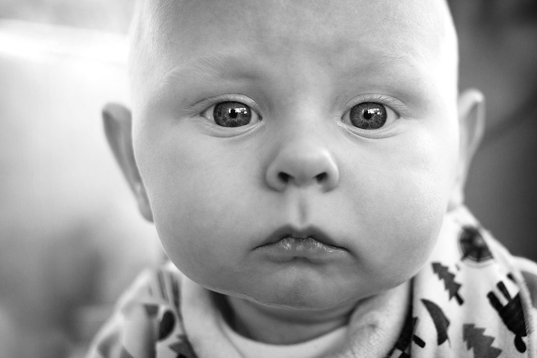 black and white photo of a baby