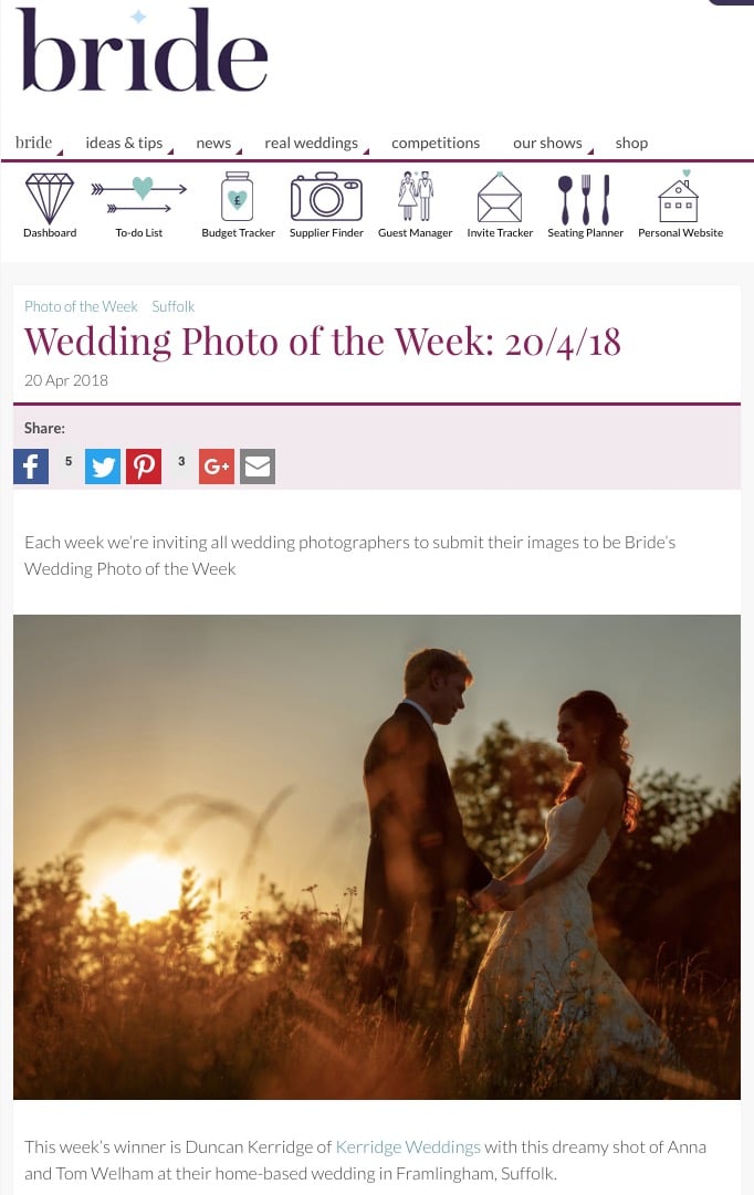 wedding photo of the week in bride magazine