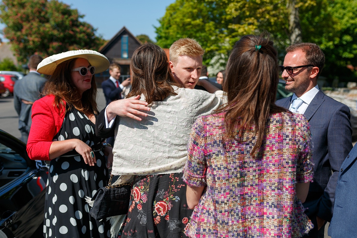 rory greets his guests outside aldeburgh church