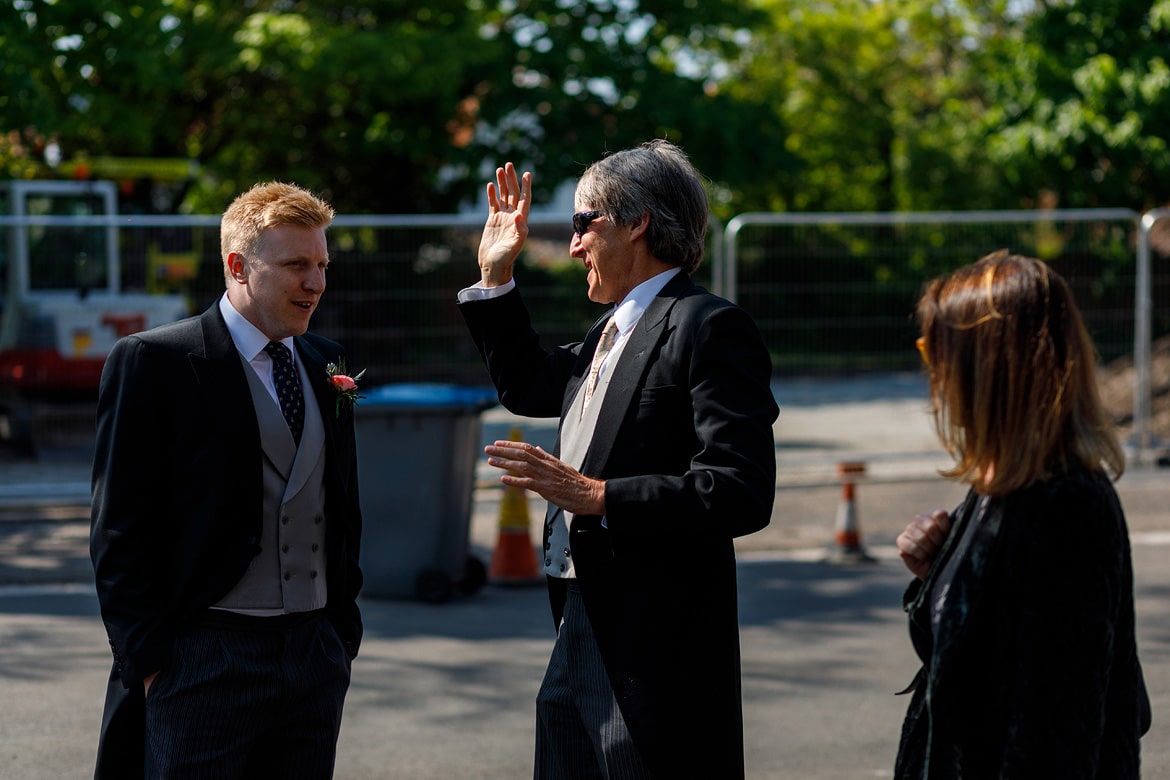 rory greets his guests outside aldeburgh church