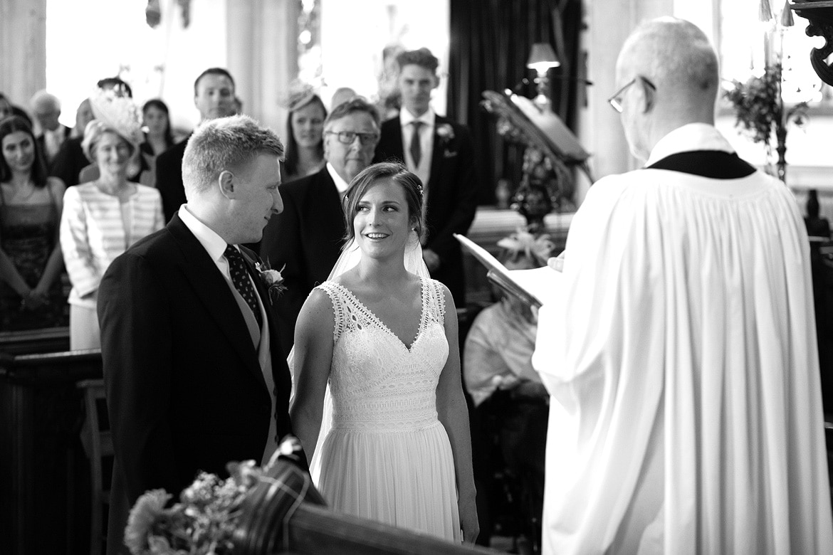 the bride looks at the groom