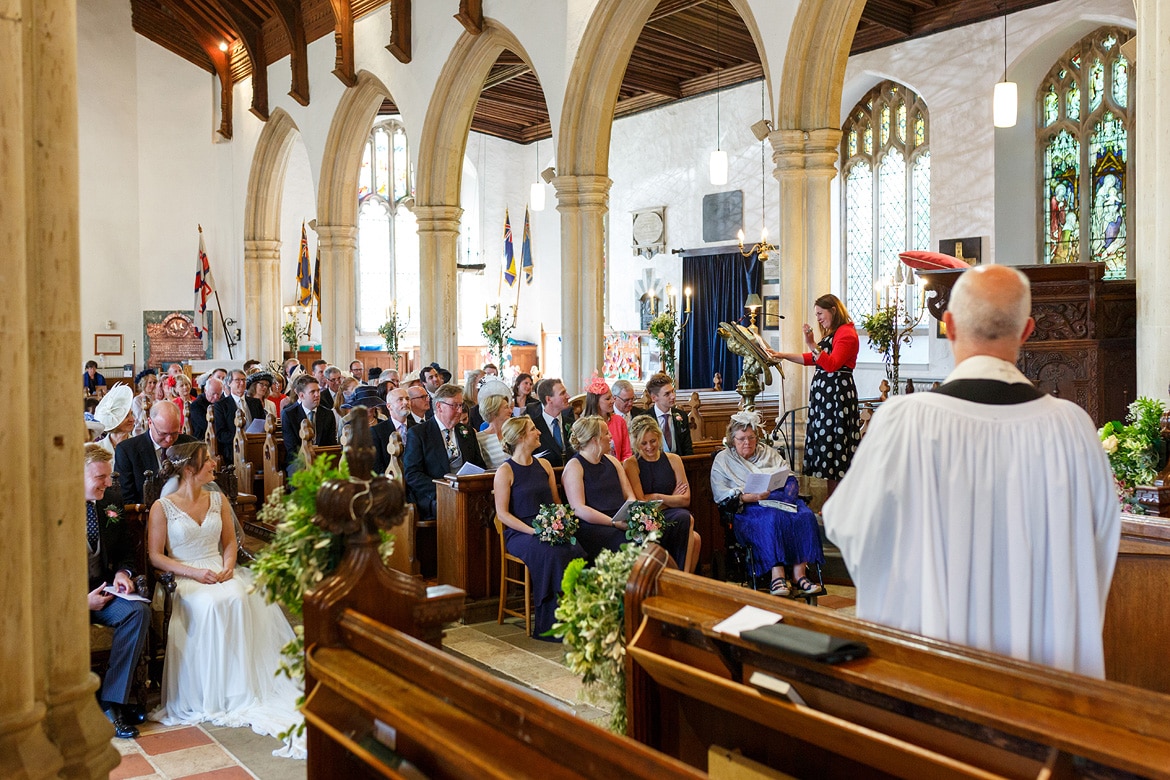 a reading during an aldeburgh church wedding ceremony