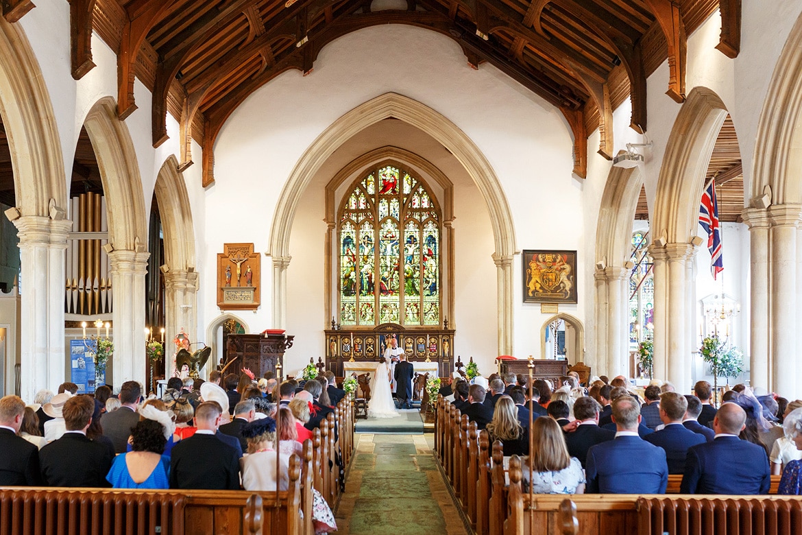 an aldeburgh church wedding seen from the back of the church