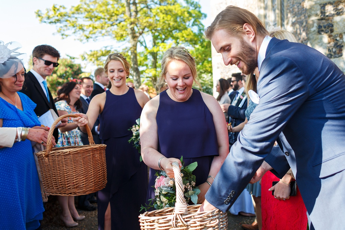 the bridesmaid give out confetti