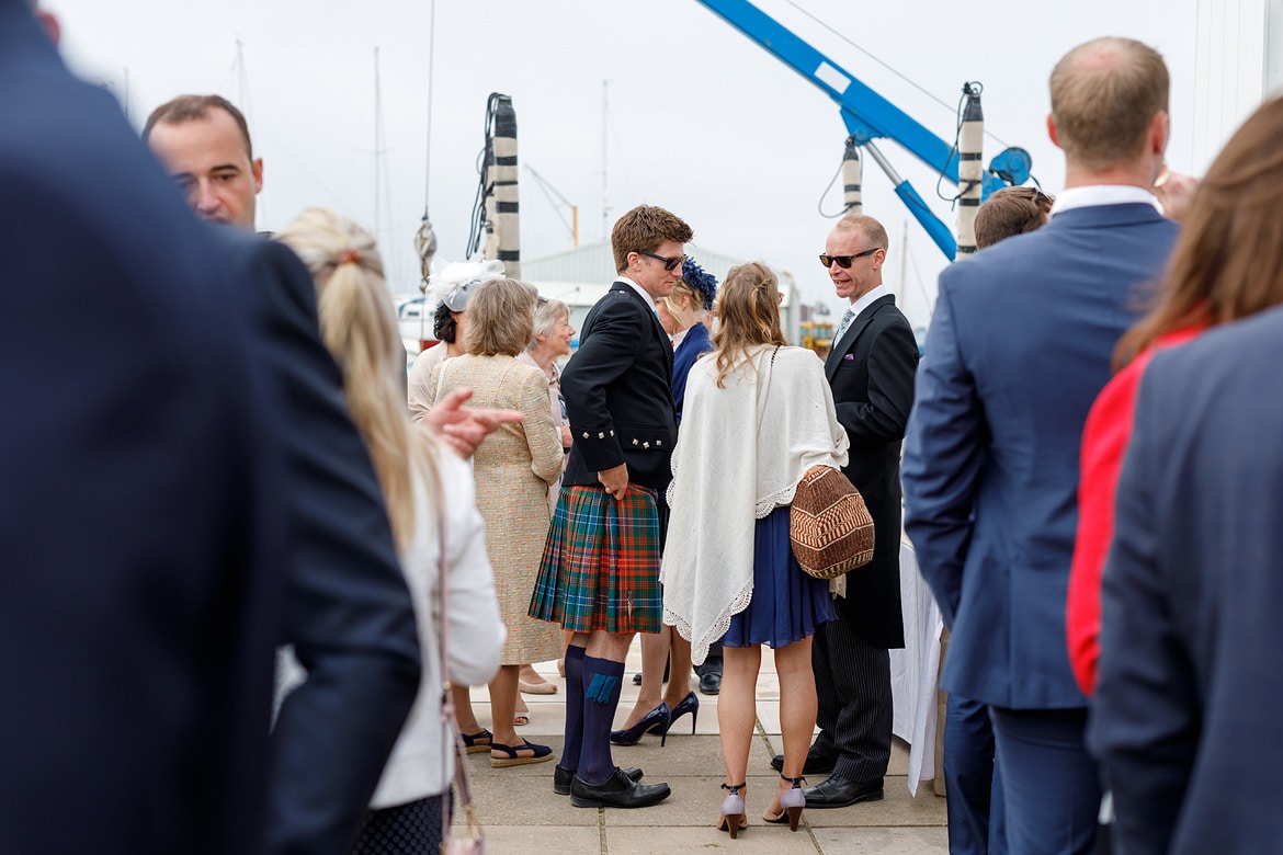 wedding guests at aldeburgh yacht club