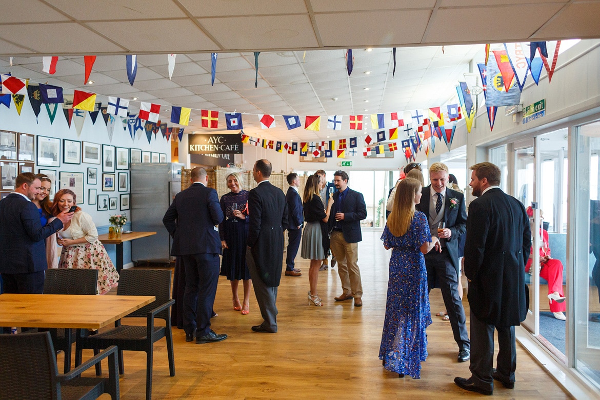 inside at an aldeburgh yacht club wedding