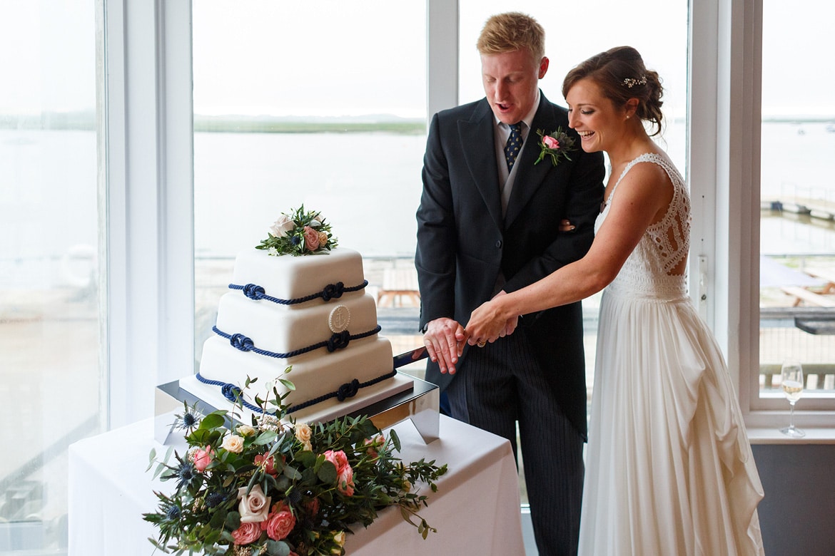 the couple cut the cake