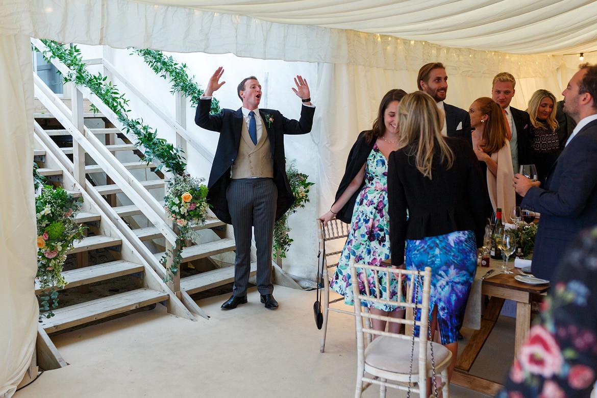 bride and groom are announced into the room