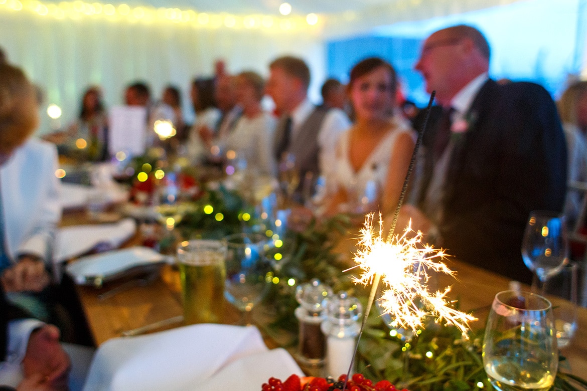 pavlova and sparklers are served