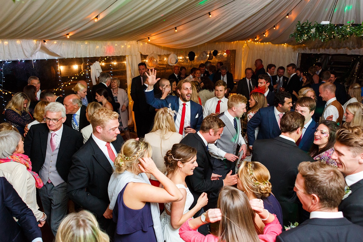 dancing in the marquee at an aldeburgh wedding