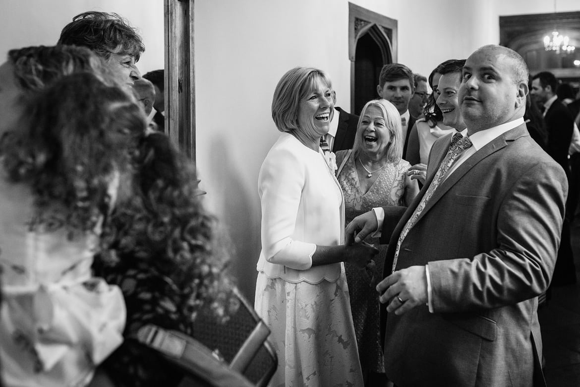 wedding guests at a hengrave hall wedding