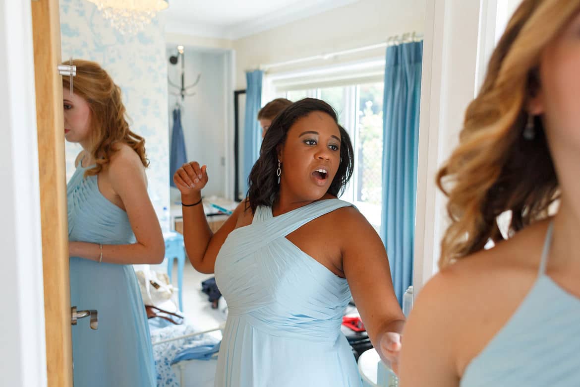 final dress checks by the bridesmaids