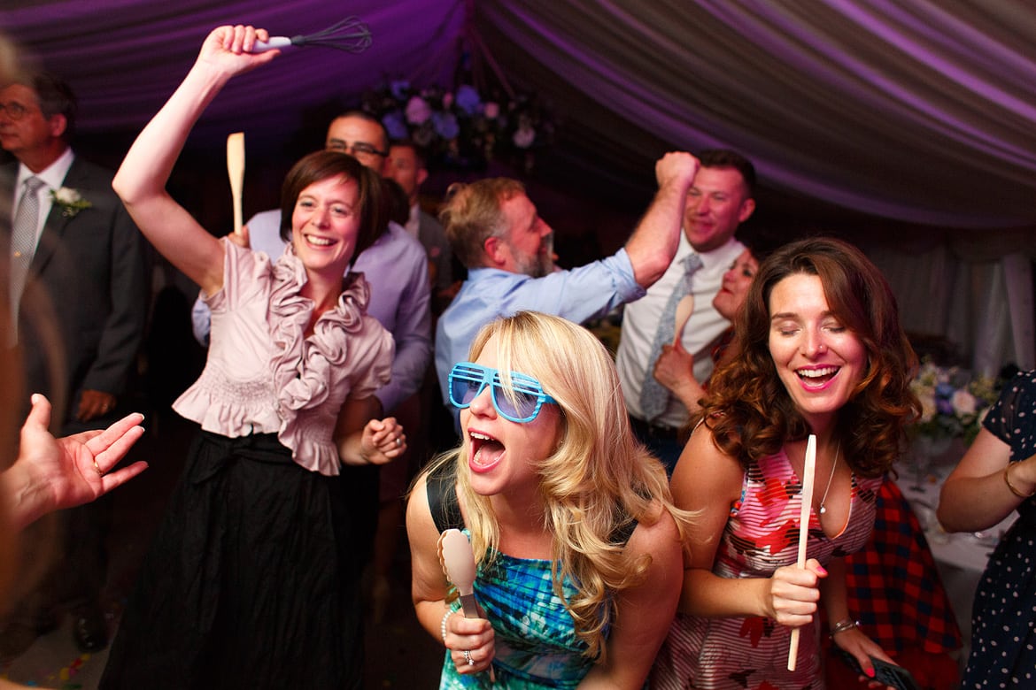 wedding guests dancing at a bluebell vineyard wedding