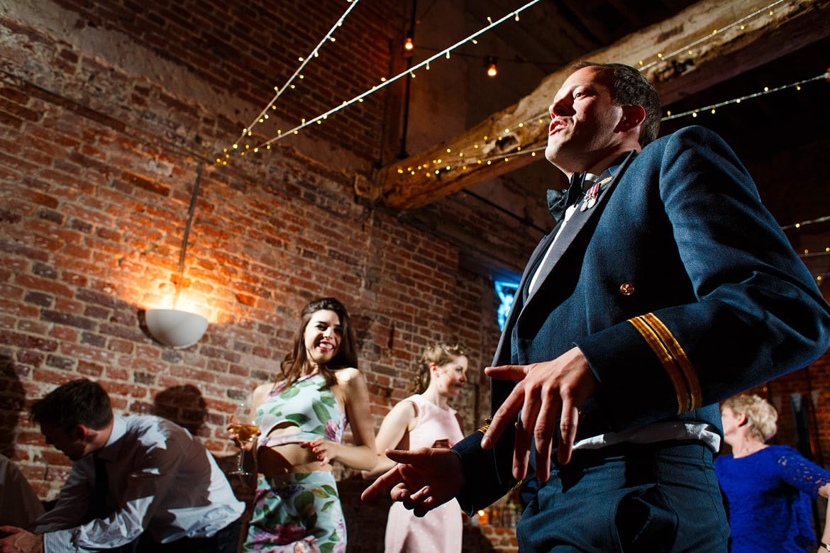 wedding guests dancing at godwick hall