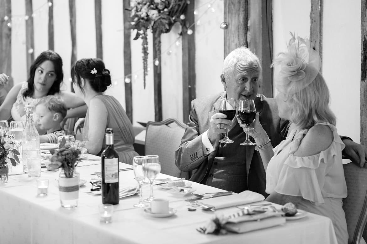 the brides mother and father toast at maidens barn