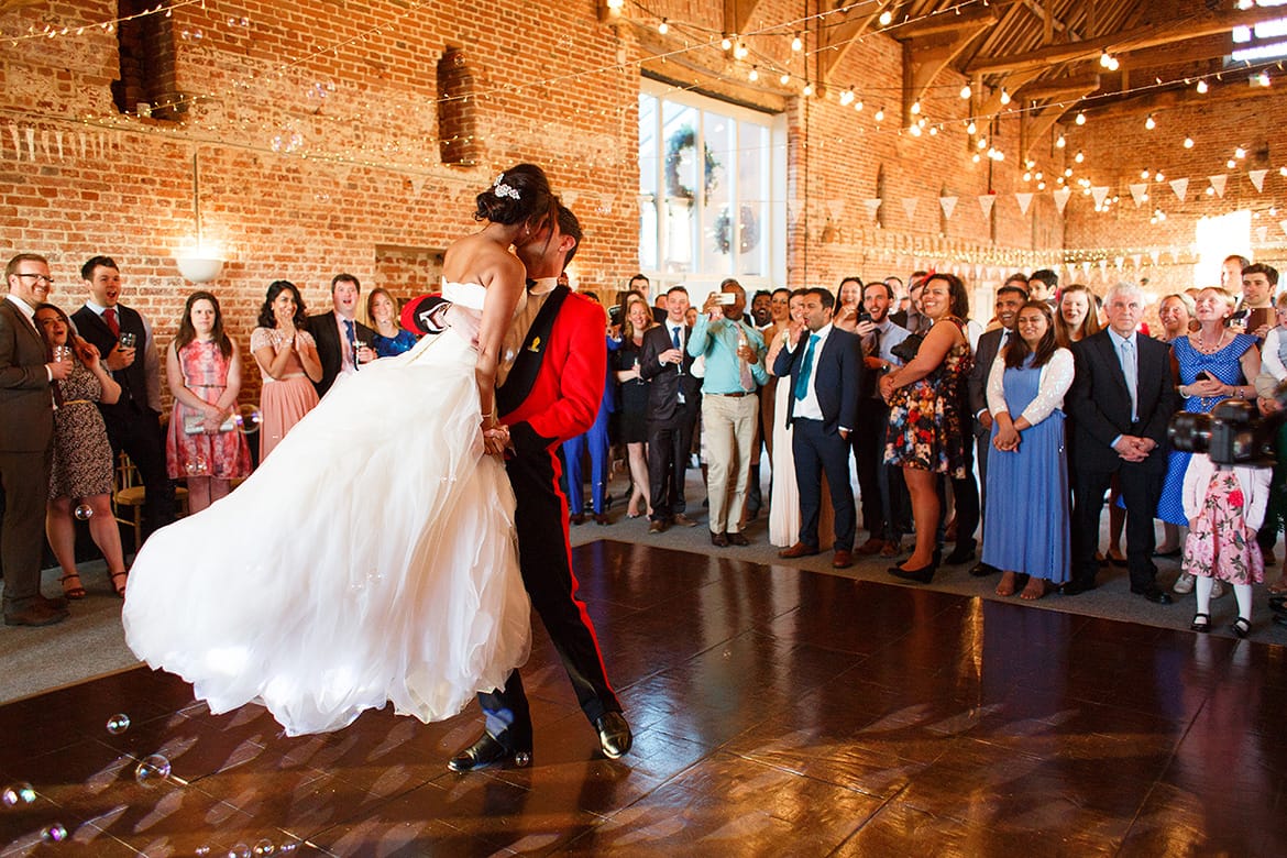 first dance at a godwick barn wedding
