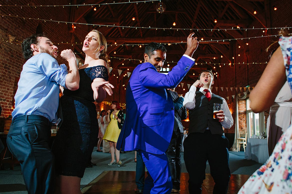 wedding guests dancing at godwick hall