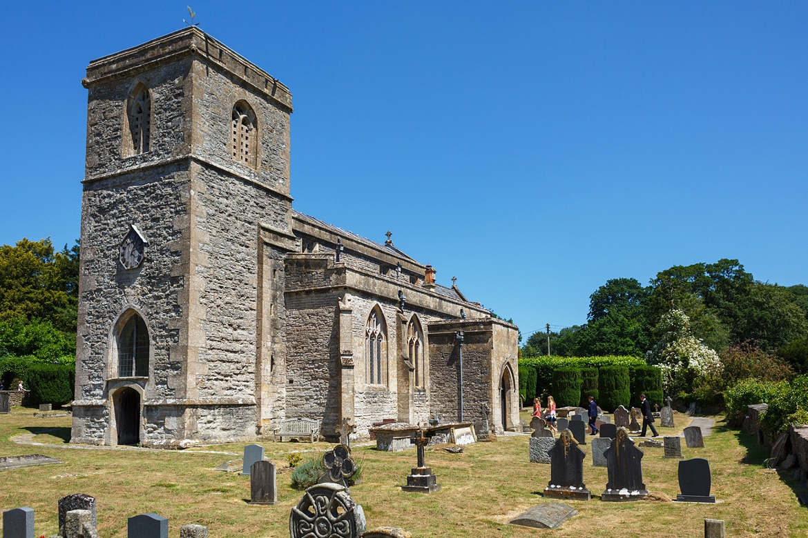 guests arrive at the church at pennard house