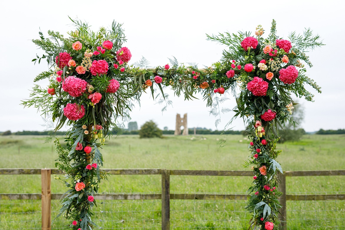 flower arch at a godwick hall wedding