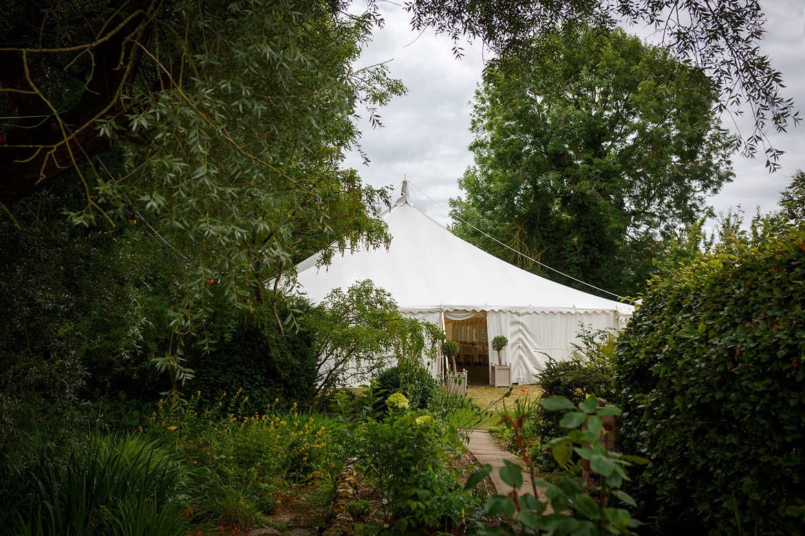 a marquee in the woods